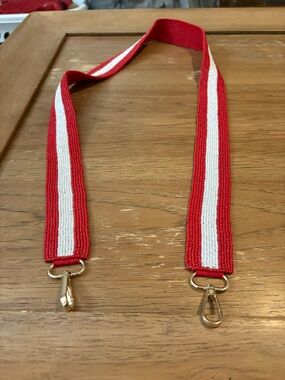 Red & White Striped Adjustable Key and Card Holder Strap